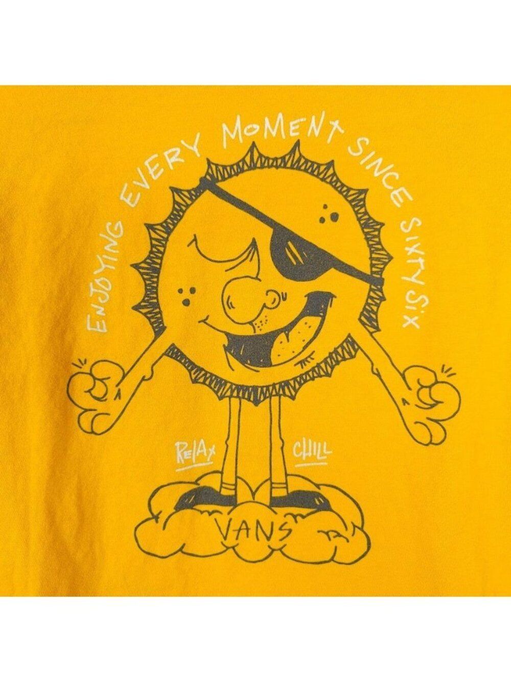 Vans T Shirt Mens Size Medium Yellow Enjoying Every Moment Sunshine - Picture 5 of 8